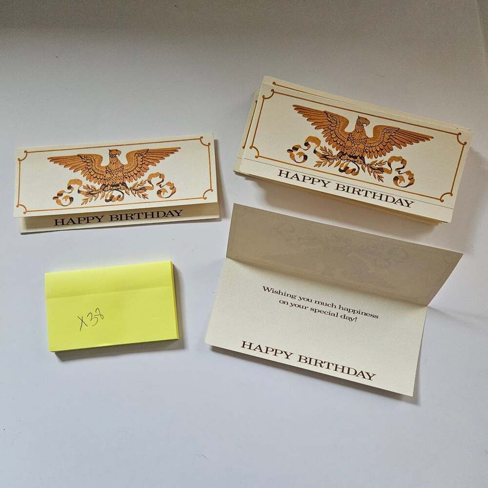 Vintage Lot of 38 Patriotic Eagle Happy Birthday Cards Unused New Old Stock
